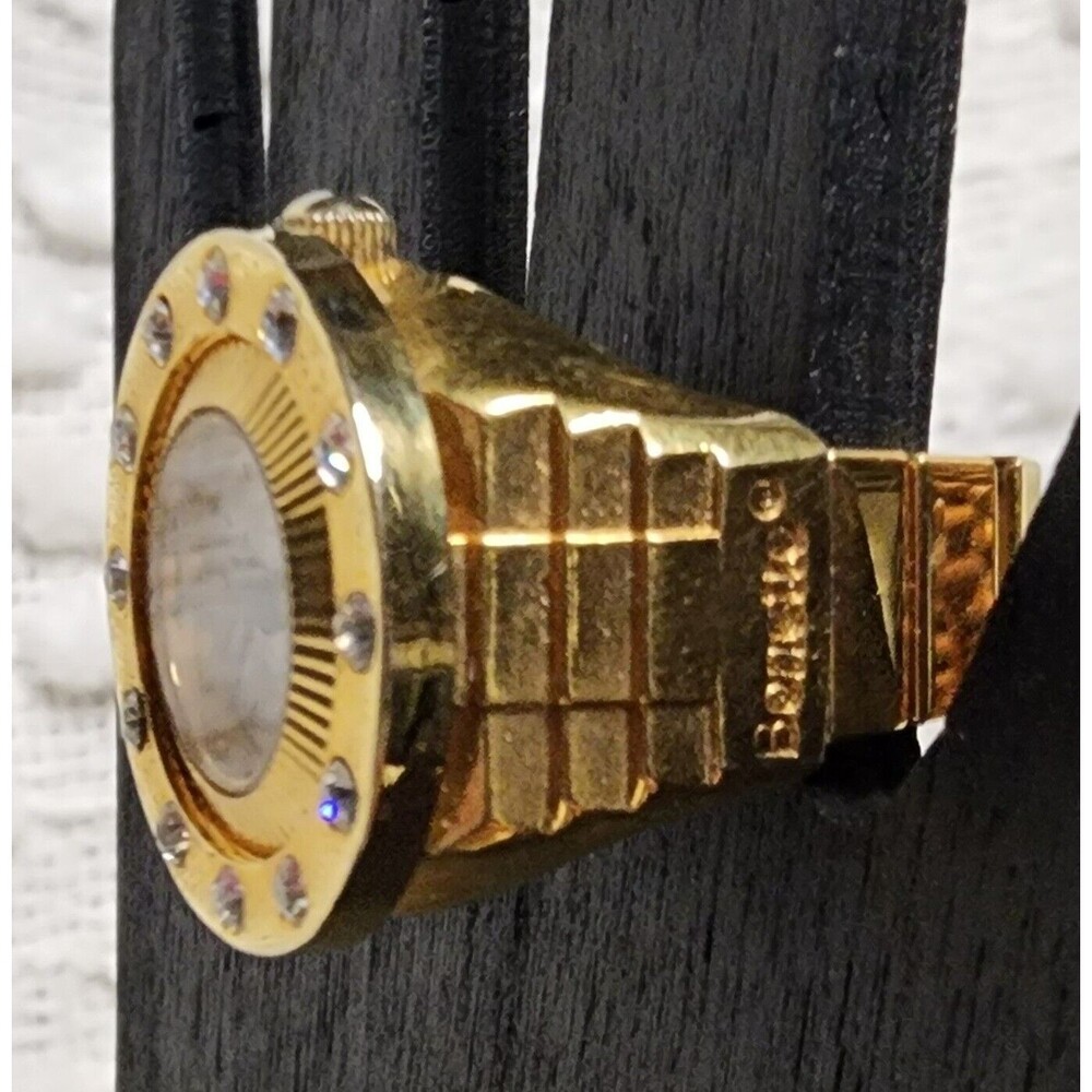 Vintage 80s Beauty DIGITS GoldTone BONETTO Crystal Pave Halo WATCH RING Rare EuC - Picture 6 of 8